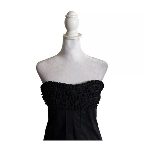 Venus Black Strapless Pleated Midi Dress Y2K Style Womens Designer US Size 6 - Picture 2 of 7